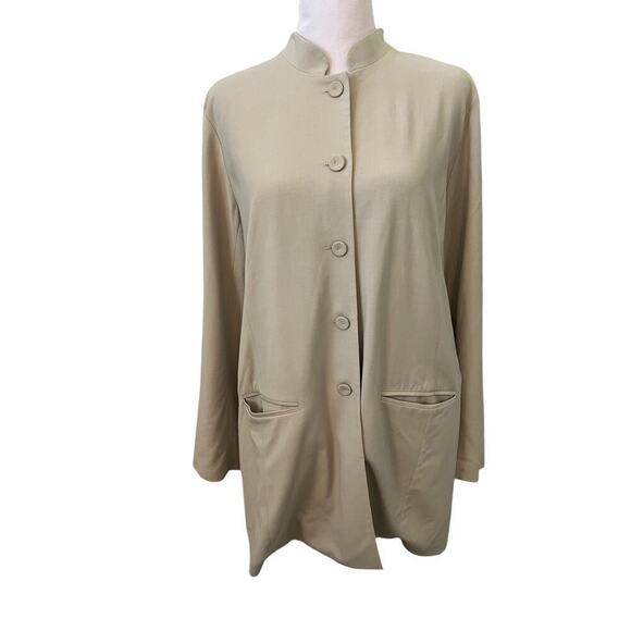 Eileen Fisher Jackets & Blazers - Vintage Eileen Fisher 5 Covered Button Down Beige Coat   L